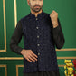 Men's Velvet Nehru Jacket With Solid Kurta Pyjama