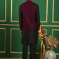 Men's Velvet Nehru Jacket With Solid Kurta Pyjama