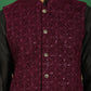 Men's Velvet Nehru Jacket With Solid Kurta Pyjama