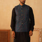 Embroidered Nehru Jacket With Solid Kurta Pyjama Set