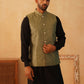 Embroidered Nehru Jacket With Solid Kurta Pyjama Set