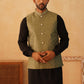 Embroidered Nehru Jacket With Solid Kurta Pyjama Set