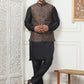 Embroidered Nehru Jacket With Solid Kurta Pyjama Set