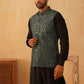 Embroidered Nehru Jacket With Solid Kurta Pyjama Set