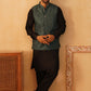 Embroidered Nehru Jacket With Solid Kurta Pyjama Set