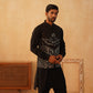Embroidered Nehru Jacket With Solid Kurta Pyjama Set ( JOKPWC 592B 4107Black )