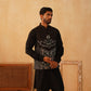 Embroidered Nehru Jacket With Solid Kurta Pyjama Set ( JOKPWC 592B 4107Black )