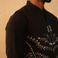 Embroidered Nehru Jacket With Solid Kurta Pyjama Set ( JOKPWC 592B 4107Black )