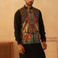 Paisley Printed Nehru Jacket With Solid Kurta Pyjama Set