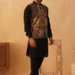 Paisley Printed Nehru Jacket With Solid Kurta Pyjama Set