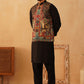 Paisley Printed Nehru Jacket With Solid Kurta Pyjama Set