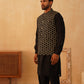 Embroidered Nehru Jacket With Solid Kurta Pyjama Set ( JOKPWC 592B 4109Black )