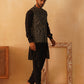 Embroidered Nehru Jacket With Solid Kurta Pyjama Set ( JOKPWC 592B 4109Black )