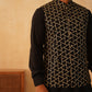 Embroidered Nehru Jacket With Solid Kurta Pyjama Set ( JOKPWC 592B 4109Black )