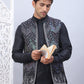Embroidered Nehru Jacket With Solid Kurta Pyjama Set