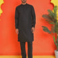 Embroidered Velvet Nehru Jacket With Solid Kurta Pyjama ( JOKPWC 592B 4123 Black )