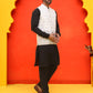 Embroidered Nehru Jacket With Solid Kurta Pyjama ( JOKPWC 592B 4124 White )