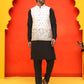 Embroidered Nehru Jacket With Solid Kurta Pyjama ( JOKPWC 592B 4124 White )