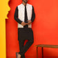 Embroidered Nehru Jacket With Solid Kurta Pyjama ( JOKPWC 592B 4124 White )