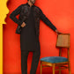 Embroidered Velvet Nehru Jacket With Solid Kurta Pyjama ( JOKPWC 592B 4125 Black )