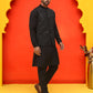 Embroidered Velvet Nehru Jacket With Solid Kurta Pyjama ( JOKPWC 592B 4126 Black )