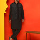 Embroidered Velvet Nehru Jacket With Solid Kurta Pyjama ( JOKPWC 592B 4126 Black )