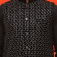Embroidered Velvet Nehru Jacket With Solid Kurta Pyjama ( JOKPWC 592B 4126 Black )
