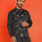 Embossed  Nehru Jacket With Solid Kurta Pyjama ( JOKPWC 592B 4130 Black )
