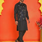 Embossed  Nehru Jacket With Solid Kurta Pyjama ( JOKPWC 592B 4130 Black )