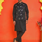 Embossed  Nehru Jacket With Solid Kurta Pyjama ( JOKPWC 592B 4130 Black )