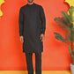 Embossed  Nehru Jacket With Solid Kurta Pyjama ( JOKPWC 592B 4130 Black )