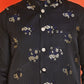 Embossed  Nehru Jacket With Solid Kurta Pyjama ( JOKPWC 592B 4130 Black )