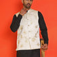 Embossed  Nehru Jacket With Solid Kurta Pyjama ( JOKPWC 592B 4130 Cream )