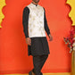 Embossed  Nehru Jacket With Solid Kurta Pyjama ( JOKPWC 592B 4130 Cream )