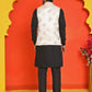 Embossed  Nehru Jacket With Solid Kurta Pyjama ( JOKPWC 592B 4130 Cream )