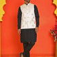 Embossed  Nehru Jacket With Solid Kurta Pyjama ( JOKPWC 592B 4130 Cream )
