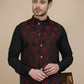 Embossed Nehru Jacket with Solid Kurta Set for Men ( JOKPWC 592B 4133 Maroon )