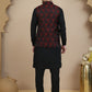 Embossed Nehru Jacket with Solid Kurta Set for Men ( JOKPWC 592B 4133 Maroon )