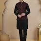 Embossed Nehru Jacket with Solid Kurta Set for Men ( JOKPWC 592B 4133 Maroon )