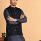 Men's Velvet Nehru Jacket With Solid Kurta Pyjama ( JOKPWC 592N 4118Navy )