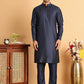 Men's Velvet Nehru Jacket With Solid Kurta Pyjama ( JOKPWC 592N 4118Navy )