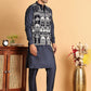 Men's Embroidered & Velvet Nehru Jacket With Solid Kurta Pyjama ( JOKPWC 592N 4119Navy )