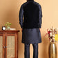 Men's Embroidered & Velvet Nehru Jacket With Solid Kurta Pyjama ( JOKPWC 592N 4119Navy )