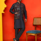 Embroidered Nehru Jacket With Solid Kurta Pyjama ( JOKPWC 592N 4127 Navy )