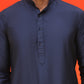 Embroidered Nehru Jacket With Solid Kurta Pyjama ( JOKPWC 592N 4127 Navy )