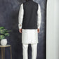 Men's Solid Nehru Jacket with White Kurta & Churidar ( JOKPWC 592W 4046Black )