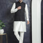 Men's Solid Nehru Jacket with White Kurta & Churidar ( JOKPWC 592W 4046Black )