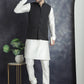 Men's Solid Nehru Jacket with White Kurta & Churidar ( JOKPWC 592W 4046Black )