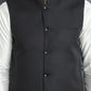Men's Solid Nehru Jacket with White Kurta & Churidar ( JOKPWC 592W 4046Black )