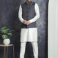 Men's Solid Nehru Jacket with White Kurta & Churidar ( JOKPWC 592W 4046Charcoal )